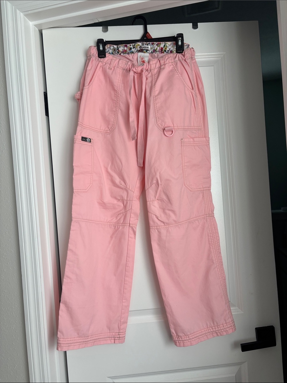 Women’s Pink Cargo Pants with Drawstring Waist